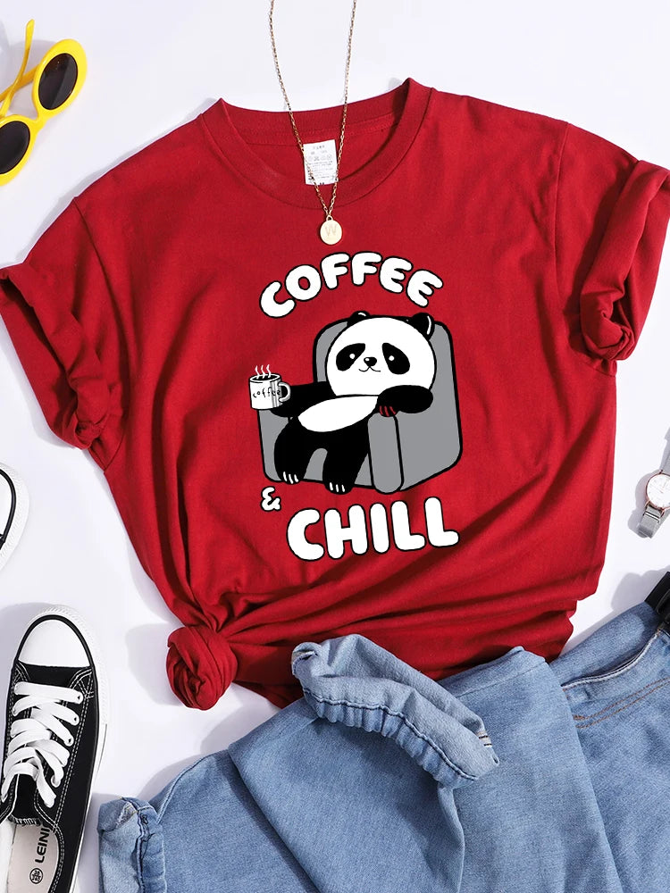 Camisetas de mujer Coffee And Chill Kawaii Panda