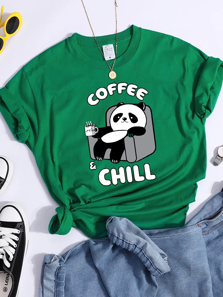 Camisetas de mujer Coffee And Chill Kawaii Panda