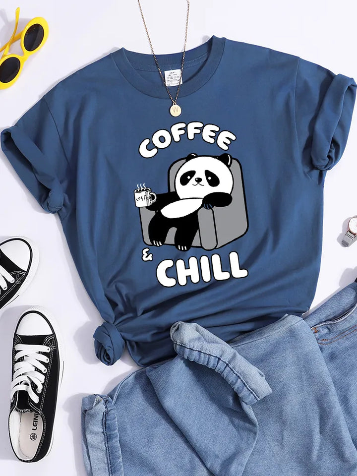 Camisetas de mujer Coffee And Chill Kawaii Panda