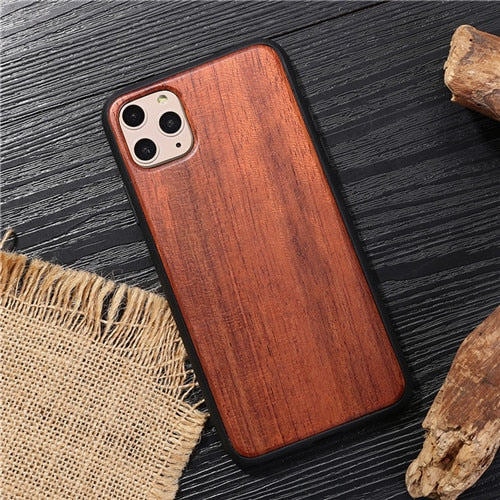 Funda de teléfono de madera Natural para iPhone 12Pro 11Pro Max XS Max XR X 7 8 Plus 12Mini patrones de bambú rebanada + cubierta trasera con bordes de plástico